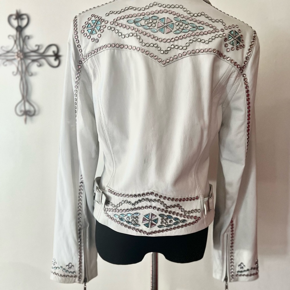 Cripple Creek White Leather Bling Jacket